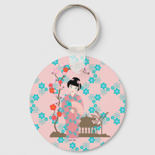 Geisha girl birthday party key ring