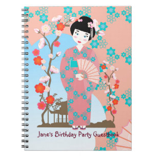 Geisha girl birthday party notebook
