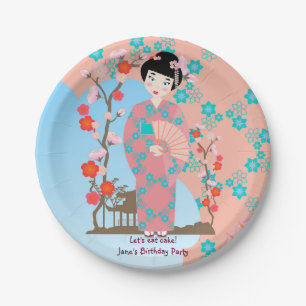 Geisha girl birthday party paper plate