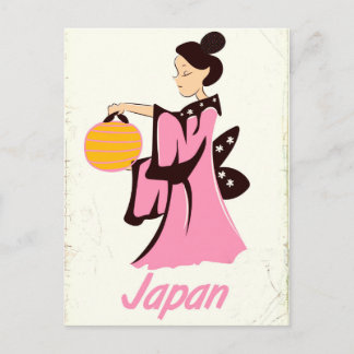 Geisha girl Japan vintage travel poster Postcard