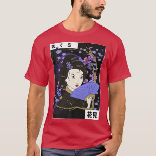 Geisha Girl Sakura Cherry Blossom Japan Art Cultur T-Shirt