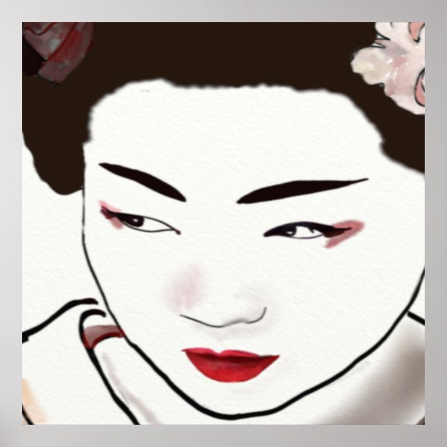 Geisha Girl Watercolor Poster (Front)