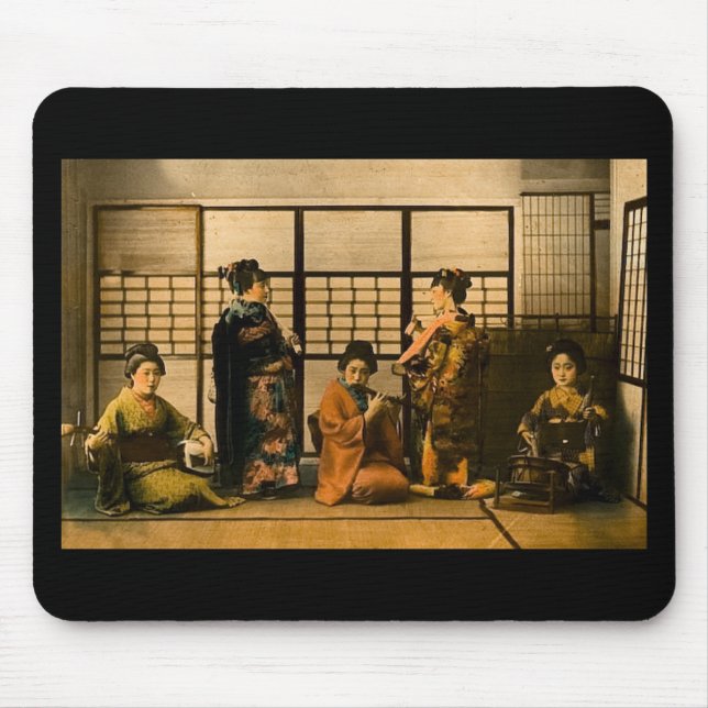 Geisha Girls Magic Lantern Slide Mouse Mat (Front)