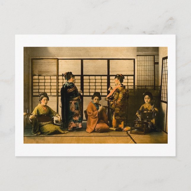 Geisha Girls Magic Lantern Slide Postcard (Front)