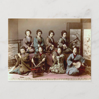 Geisha Girls Playing Instruments - Kusakabe Kimbei Postcard
