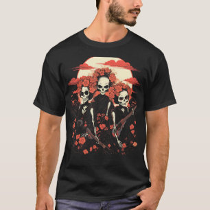 Geisha Girls Skeleton Japanese Goth Aesthetic #755 T-Shirt