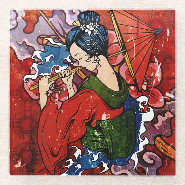 Geisha Glass Coaster (Front)