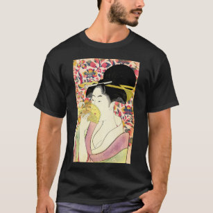 Geisha Holding Comb Vintage Japanese Print Art Gif T-Shirt