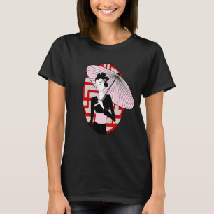 Geisha Holding Umbrella Vintage Japanese Women Pri T-Shirt
