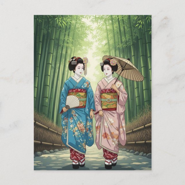 Geisha in Arashiyama Japan Kyoto Postcard (Front)
