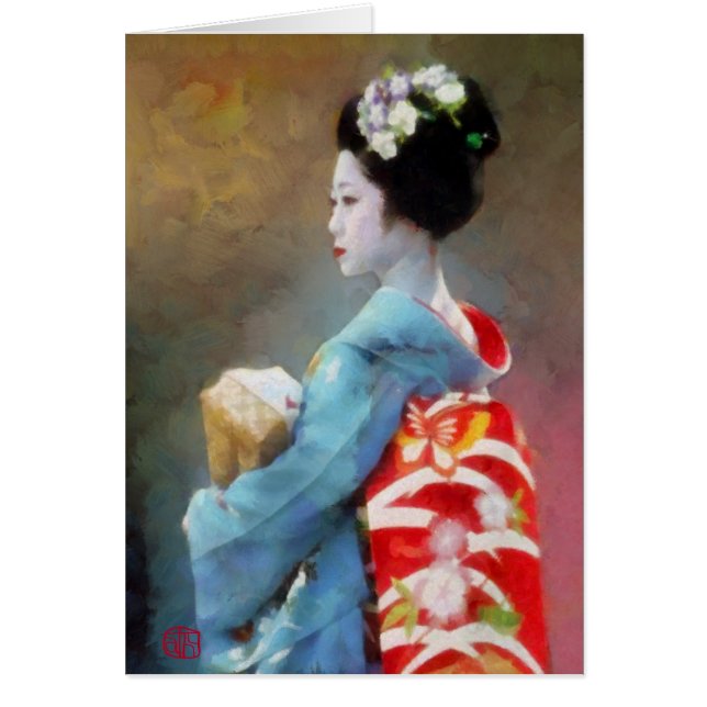 Geisha in blue kimono Art (Front)