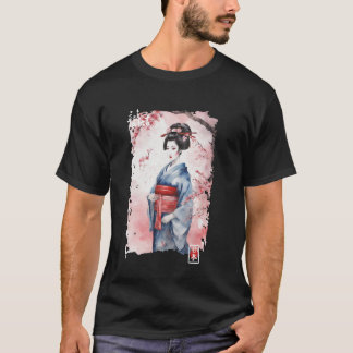 Geisha Japan Dance Singing Music Art Cherry Trees T-Shirt