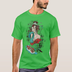 Geisha Japan Tokyo Japanese Warrior Kanji Art Retr T-Shirt