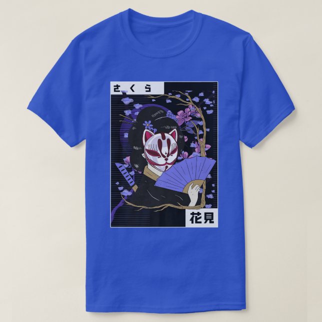 Geisha Japanese Kawaii Geisha Girl Sakura Cherry B T-Shirt (Design Front)