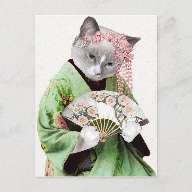 Geisha Kitten Postcard (Front)