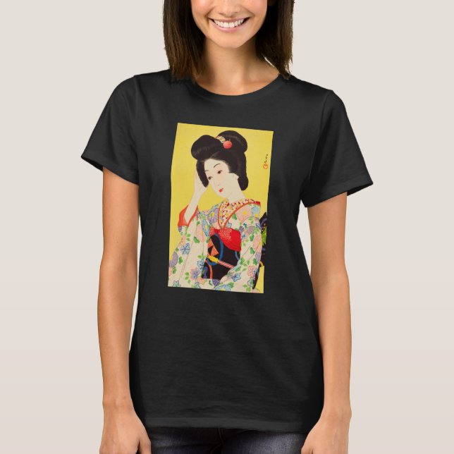 Geisha Maiko Kimono Japanese Japan painting Kawase T-Shirt (Front)