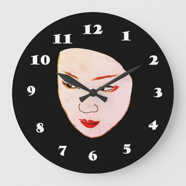 Geisha mask large clock (Front)