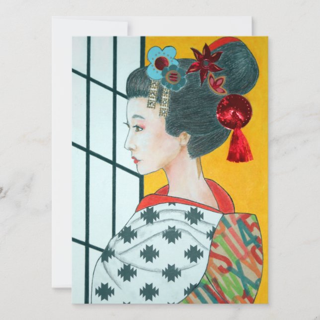 Geisha Original Art Flat Greeting Card (Front)