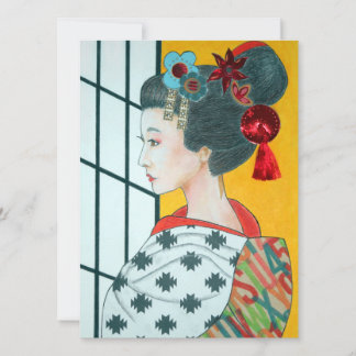 Geisha Original Art Flat Greeting Card