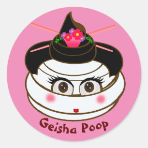 Geisha Poop Emoji Classic Round Sticker
