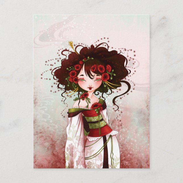 Geisha poppy postcard (Front)