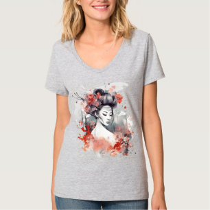 Geisha Print Design T-Shirt