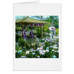 Geisha resting in Horikiri Iriis Gardens Vintage