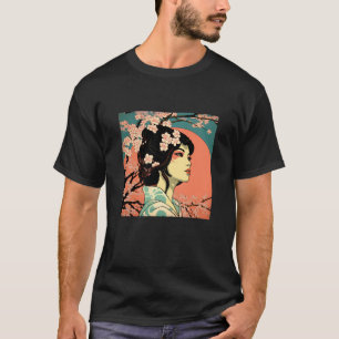 Geisha Retro Female Kimono Samurai Japanese Vintag T-Shirt