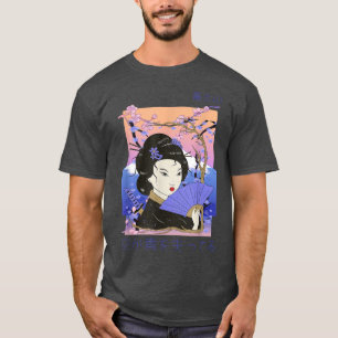 Geisha Sakura Cherry Blossom Samurai Fuji Mountain T-Shirt