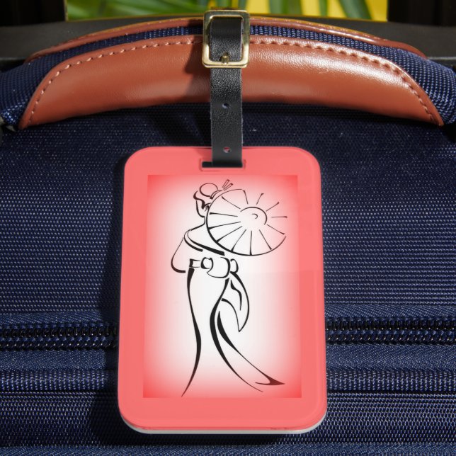 Geisha Silhouette Red Edge Luggage Tag (Front Insitu 2)
