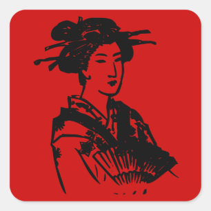 Geisha Square Sticker