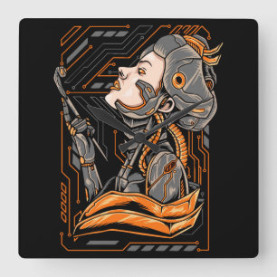 Geisha  square wall clock