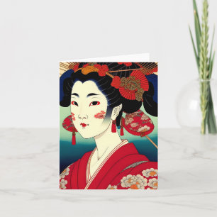 Geisha Study A in Japanese Style Holiday Card