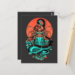 Geisha Tattoo burnt orange and black  Postcard