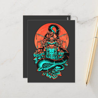Geisha Tattoo burnt orange and black Postcard