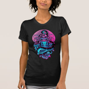 Geisha Tattoo Pink and black floral T-Shirt
