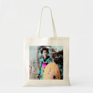 Geisha with a Wagasa Paper Parasol Vintage Japan Tote Bag