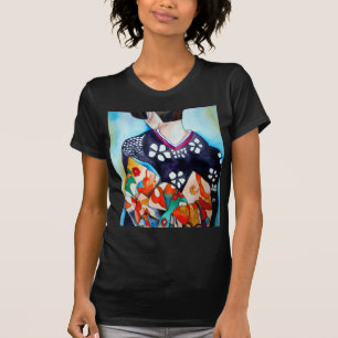 Geisha with dark blue kimono original art T-Shirt