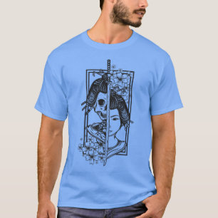 Geisha with katana and sakura cherry blossom samur T-Shirt