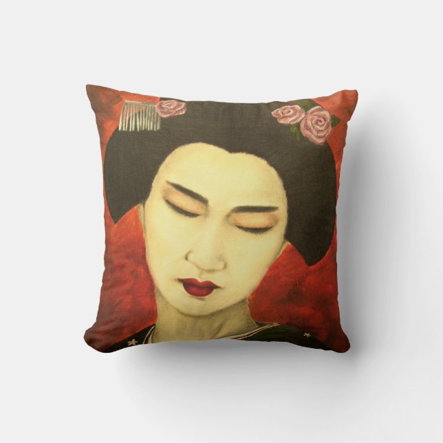 Geisha with Roses Cushion (Front)