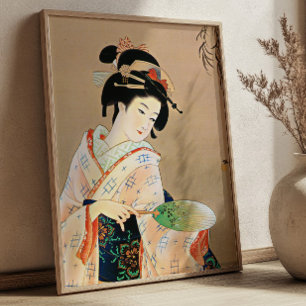 Geisha Woman apanese Ukiyo-e Vintage Woodblock Poster