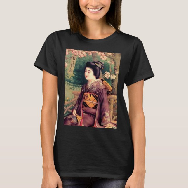 Geisha Women Vintage Japanese Woodblock T-Shirt (Front)