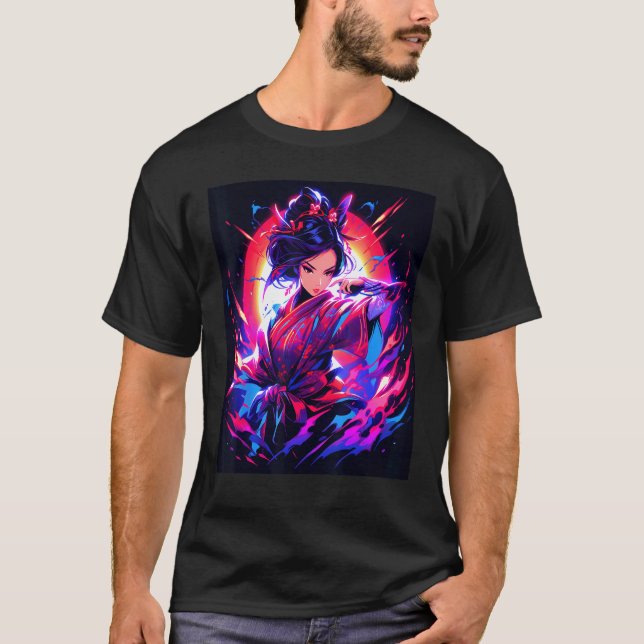 Geisha's Gaze Serene Elegance Graphic T-Shirt (Front)