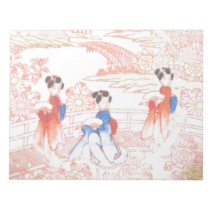 Geishas in garden notepad