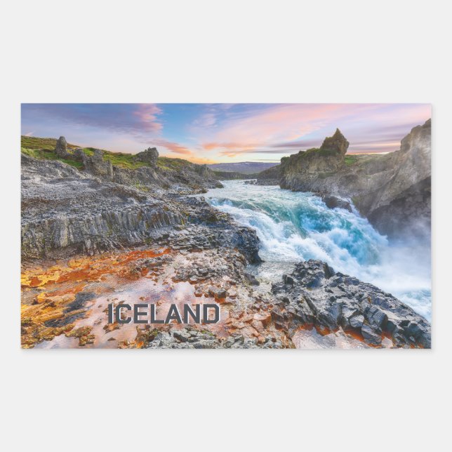 Geitafoss Waterfalls, Iceland Rectangular Sticker (Front)