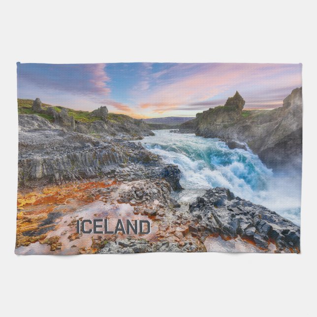 Geitafoss Waterfalls, Iceland Tea Towel (Horizontal)