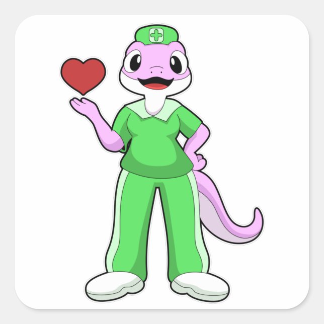 Geko as Nurse with Heart Square Sticker (Front)