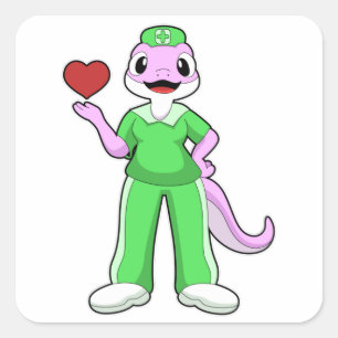 Geko as Nurse with Heart Square Sticker