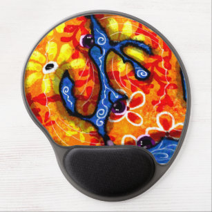 Gel Mouse Pad- Whimsical Abstract Koi Fish Blue Gel Mouse Mat