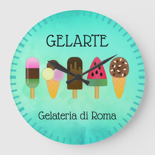 Gelateria / Ice Cream Parlor Ice Cream Assortment Large Clock (Front)
